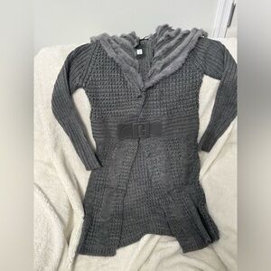 Charming Dark Grey Chunky Knit Long
Dress Coat
